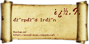 Árpád Irén névjegykártya